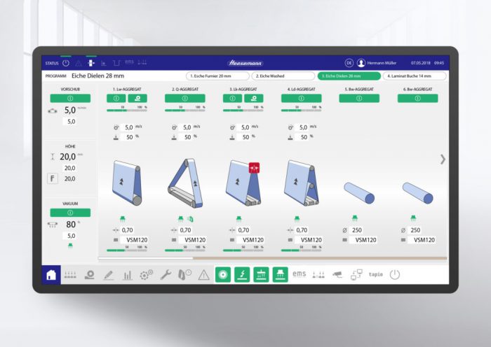 Userinterface für Heesemann Flächenschleifer